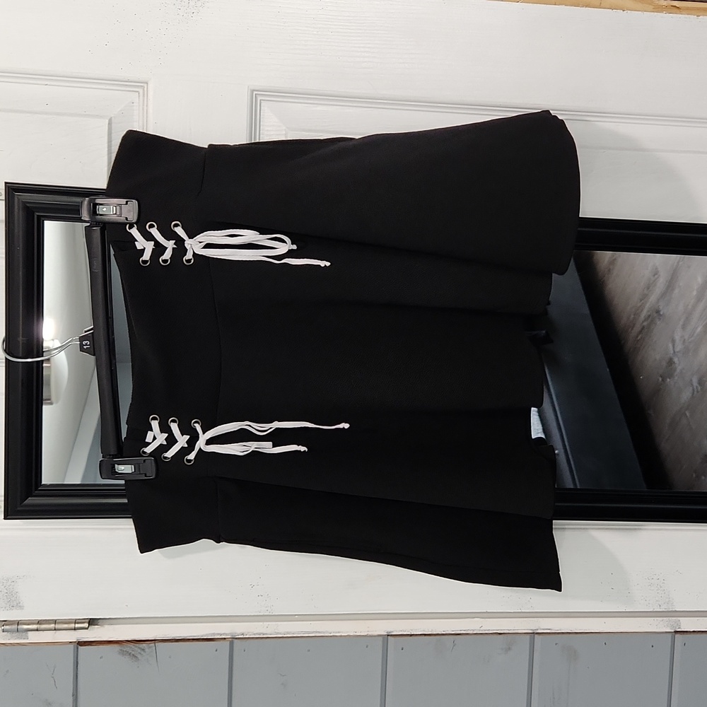 Lace detail stretch skater skirt 1x